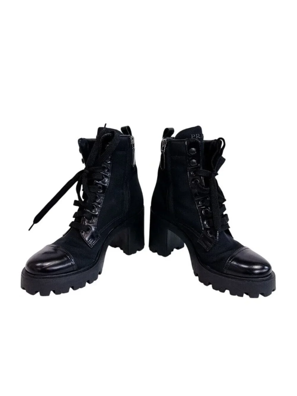Prada Booties Heels Sneakers Brands Lace Up Short Boots Triangle Logo